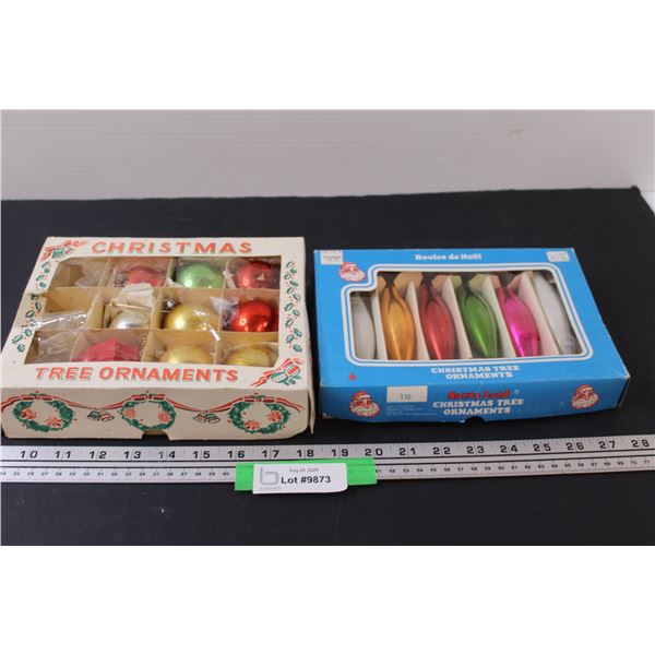 (2) Vintage Christmas Glass Ornaments in Boxes