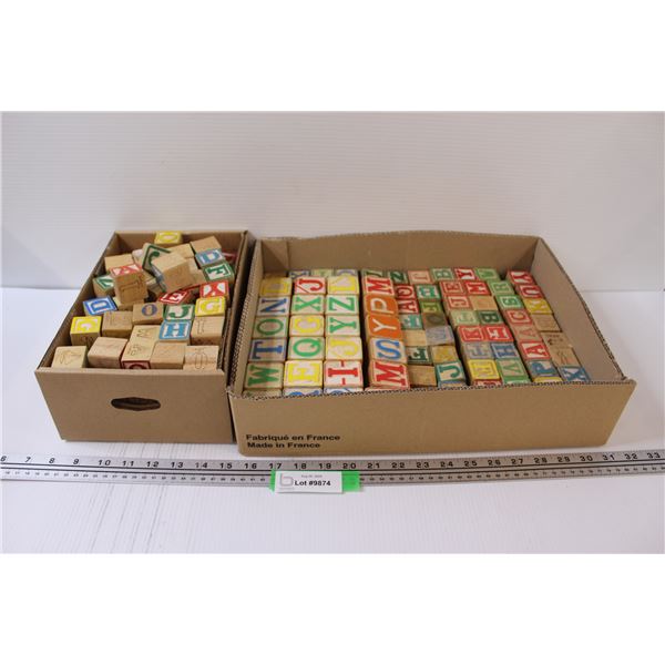 (2) Children's Vintage Building Alphabet Blocks in Boxes