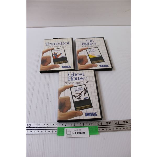 (3) Sega Video Games (Sega Card): Transbot, Ghost House, F-16 Fighter