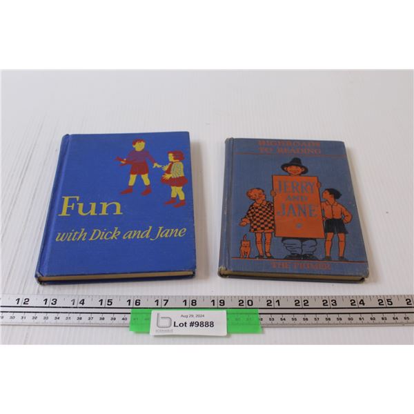 (2) Vintage Books: Fun with Dick & Jane Readers, Jerry & Jane, as is