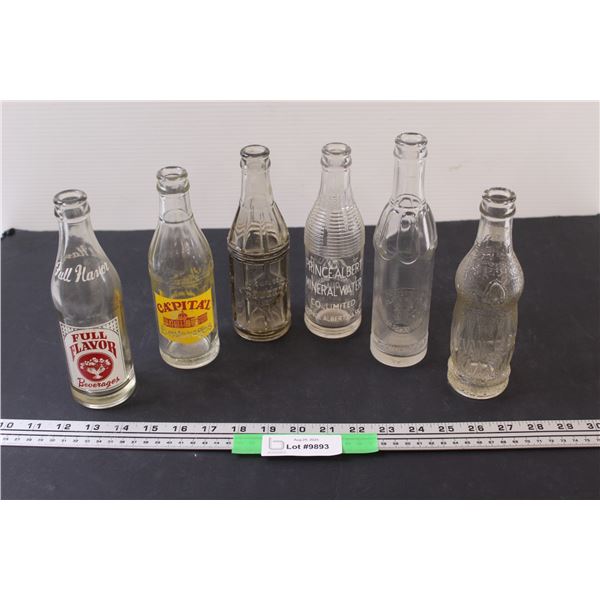 (6) Vintage Glass Pop Bottles: Assorted