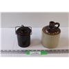 Pickling Crock Jar - 4" Tall & Crock Jug - 6" Tall (Has Some Wear, Chips)
