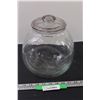 Glass Sugar Container - 8.5" Tall x 8" Wide x 7" Deep - Lid Has Chip