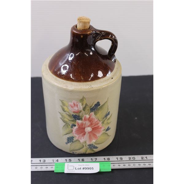 Hand Painted Crock Jug - 9.5" Tall x 6" Wide