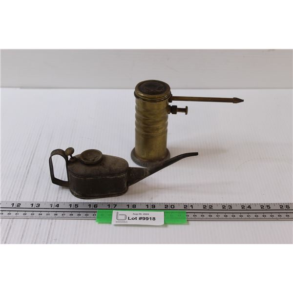 (2) Antique Small Oil Cans