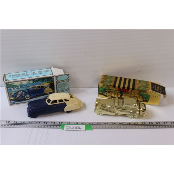 (2) Avon After Shave: Gold Cadillac (Empty) & Pierce Arrow
