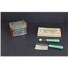 Meerschaum Tobacco Tin and Handy Blue Ribbon Garnishing Set (Comleteness Unknown)