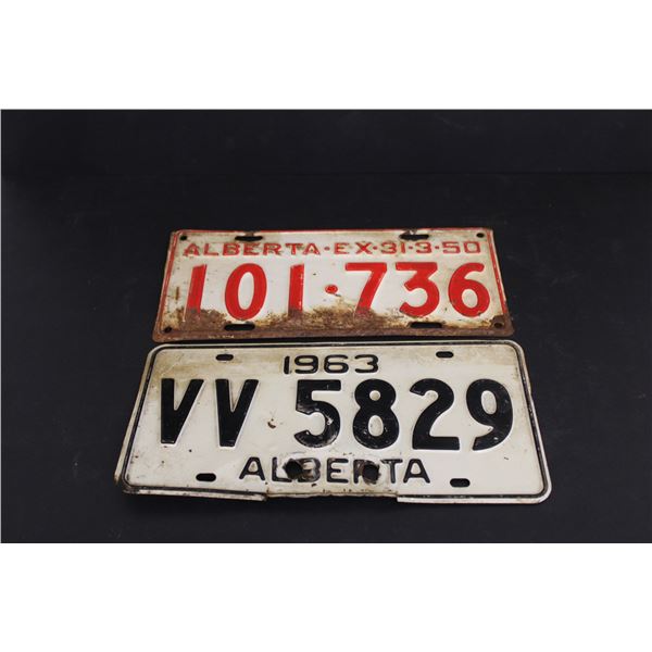 (2) Alberta License Plates - 1950 and 1963