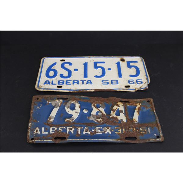 (2) Alberta License Plates - 1951 and 1966