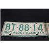 Image 2 : (3) Alberta License Plates - Pair of 1967 and Single 1967