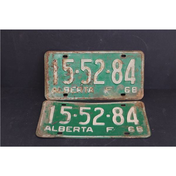 (2) Alberta License Plates - Pair of 1968