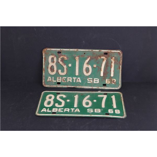 (2) Alberta License Plates - Pair of 1968