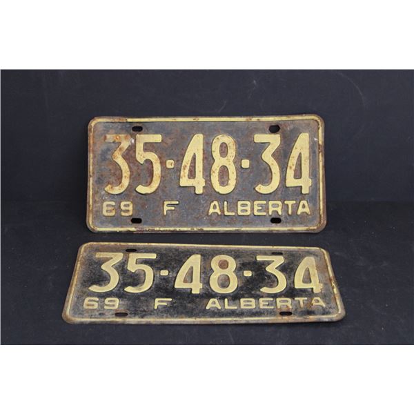 (2) Alberta License Plates - Pair of 1969