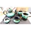 Image 2 : BLUE MOUNTAIN POTTERY, TEAPOT, TWO CUPS, TWO CREAMERS