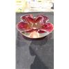 Image 1 : ART GLASS FOUR LEAF CLOVER, RED AND CLEAR ASHTRAY, 5" DIAMETER