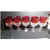 Image 1 : 5 KINGS CROWN, THUMBPRINT, CRANBERRY WINE GLASSSES