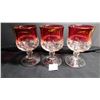 Image 1 : 3 KINGS CROWN, THUMBPRINT, 4 ¼ ", CRANBERRY WINE GLASSES