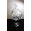 Image 2 : 12" TALL, VINTAGE DIAMOND POINT, COVERED CANDY DISH