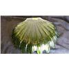 Image 2 : 8" WIDE GREEN PRESSED GLASS TRINKET DISH, SHELL SHAPED