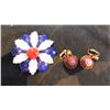 Image 2 : CELEBRITY MORROCAN PATTERN EARINGS, AND FLOWER BROACH