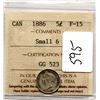 Image 1 : 1886, SMALL 6, 5 CENT, F15, ICCS