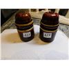 Image 2 : 2 BROWN CERAMIC PORCELAIN, DRIP GLAZE INSULATORS