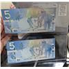 Image 1 : Lot of 2 Consecutive Serial Number 2006 $5 notes. Jenkins-Dodge signatures. AOG Prefix. BC-67a. Hock