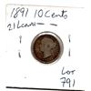 Image 1 : 1891, 10 CENT 21 LEAVES REVERSE