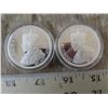 Image 1 : TWO - $1.00 - 1 oz Silver Cook Island double-dated Emperor Anniversary dollars