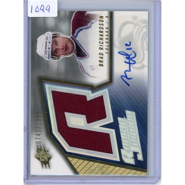 Brad Richardson Spx Rookie Jersey Autograph