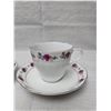 Image 2 : Vintage Set of Two Bone China Tea Cups with Saucers - Gold Trim with Pink Rose Pattern