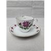 Image 2 : Vintage Bone China Tea Cup and Saucer - Gold Trim with Rose Pattern