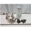Image 1 : Décor items - Tiger head bust, vase & 2 cat figures