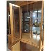 Image 2 : Large beautiful oak mirrored buffet display cabinet 64"w 85" t 16" deep