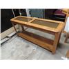 Image 1 : beautiful oak console tablewith glass top  54"L x 26" T x 15"w