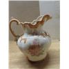 Image 3 : Large vintage basin and water pitcher - floral design - cracked