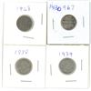 Image 1 : Lot of 4 ( 1938-39 and 1967-68) silver dimes