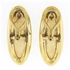 Image 5 : Vintage 14K Gold Polished Elongated Oval w/ Garnet Channel Frame Drop Earrings
