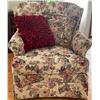 Image 1 : DECOR-REST Floral Print Accent Chair w/ Decorative Throw Pillows 36x36x36