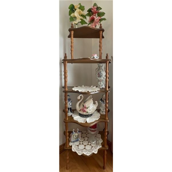Vintage Corner Curio Shelf w/ Assorted Trinkets & Collectables