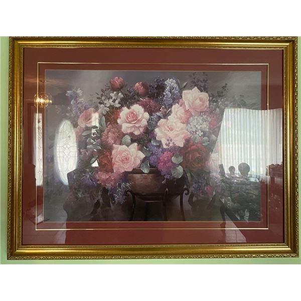 Mantle Piece Art 44x33 Floral Print Artist Unknown