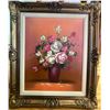 Image 1 : Oil Paint on Wood Floral Bouquet Art 23x24 Artist Unknown