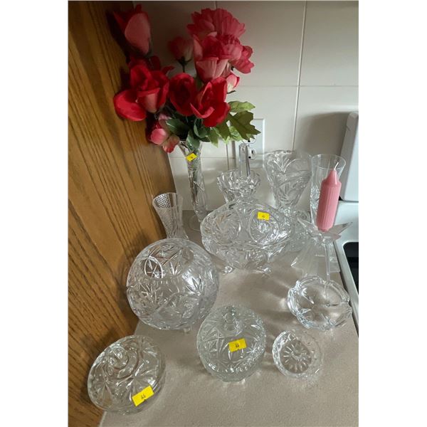 Assorted Crystal Glassware Candy Dishes Serving Vessels Vases & More