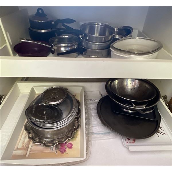 Assorted Bakeware Roasters Pans Cutting Block Cooling Racks & More