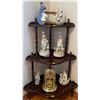 Image 1 : Corner Curio Shelf w/  Assorted Decorative Collectables Wind up Music Makers & More 30T
