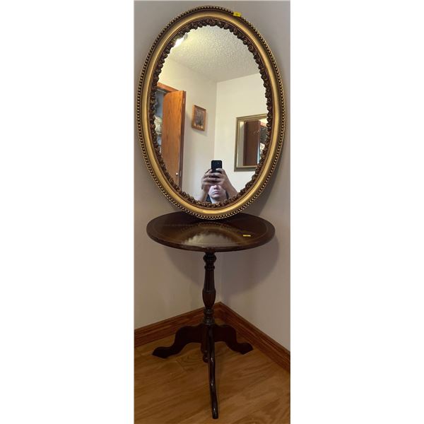 Vintage Gold Framed Mirror 26x18 w/ Decorative Tarot Table 20T