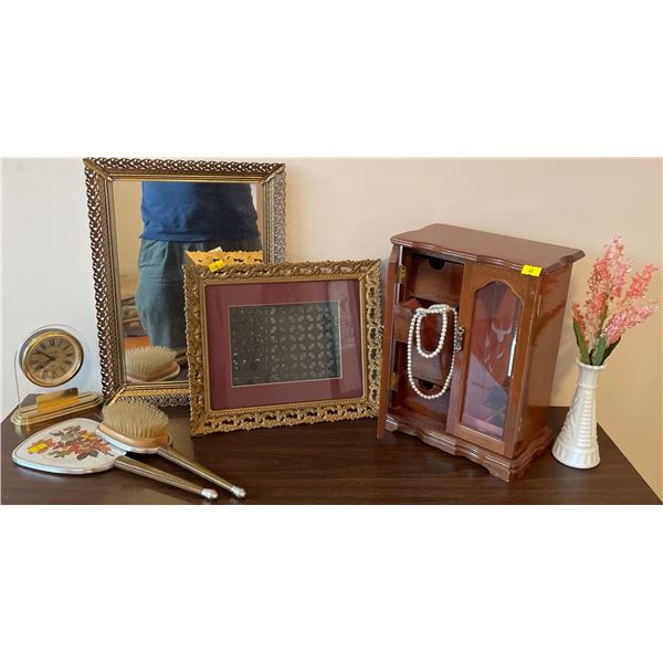 Beauty Essentials Mirrors Hair Brush Jewellery Box String of Pearls & More