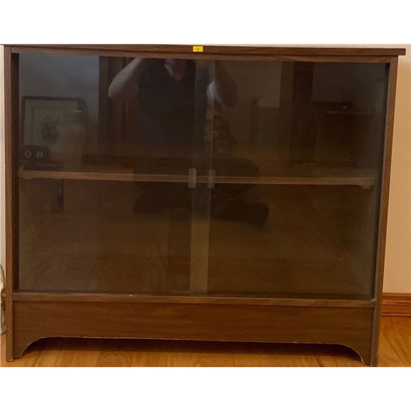 Mid Century Sliding Glass Console Table Book Case 36x12x31