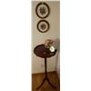 Image 1 : Mahogany Tall Accent Table w/ Assorted Decorative Collectables