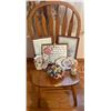 Image 1 : Wood Chair Sporting a Variety of Vintage Collectables